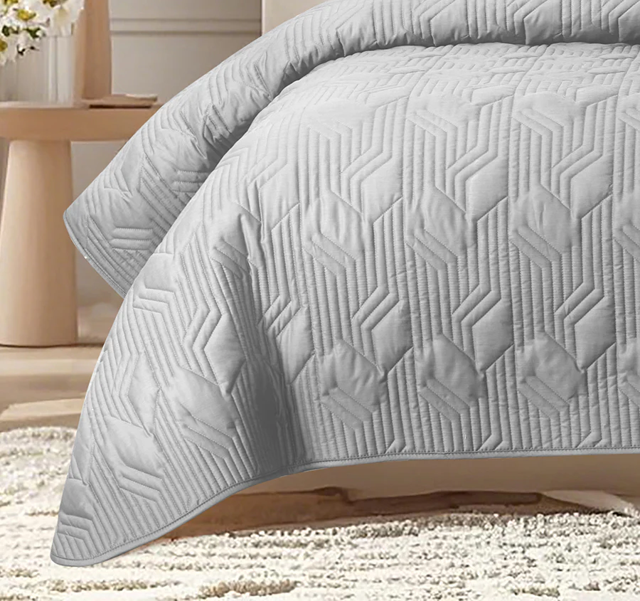 Bamboo Azure 400THC Cotton Coverlet Set Range Grey - Image 3