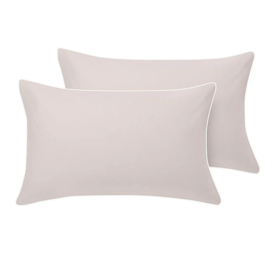 Hotel Deluxe Standard Pillowcase Pair Natural and White
