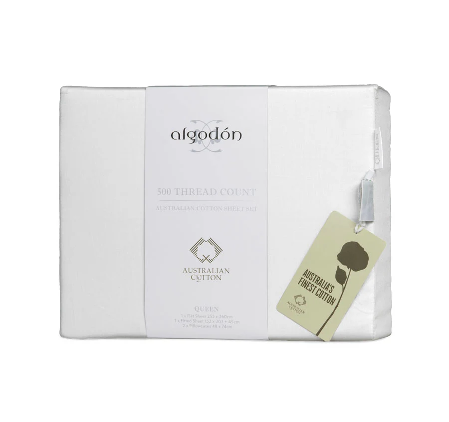 Australian Cotton 500THC Mega Sheet Set Range White - Image 3