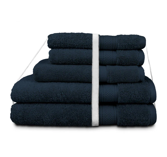 St Regis 5 Piece 600GSM Cotton Towel Set Navy - Image 3