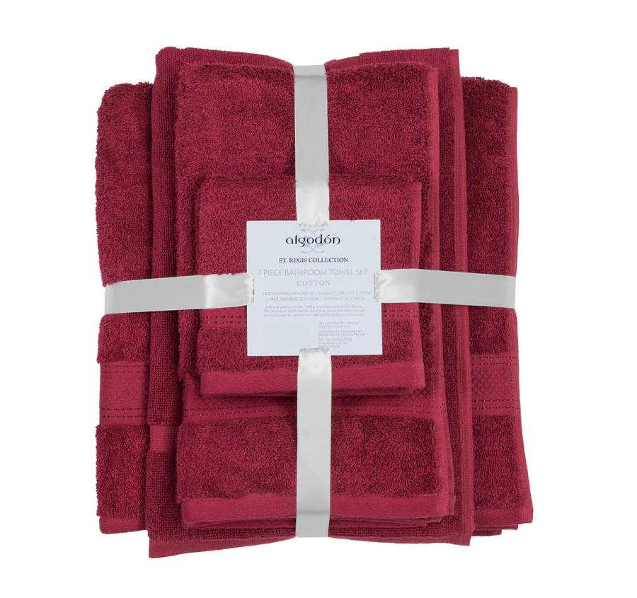 St Regis 7 Piece 600GSM Cotton Towel Set Berry - Image 2