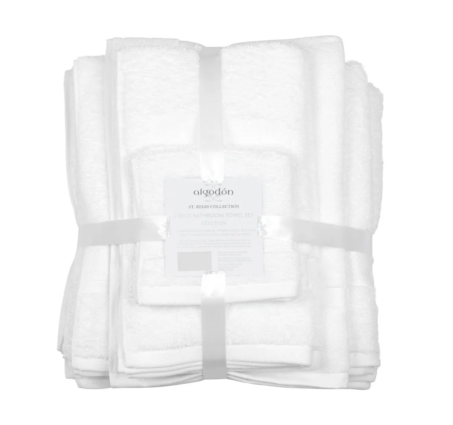 St Regis 7 Piece 600GSM Cotton Towel Set White - Image 2