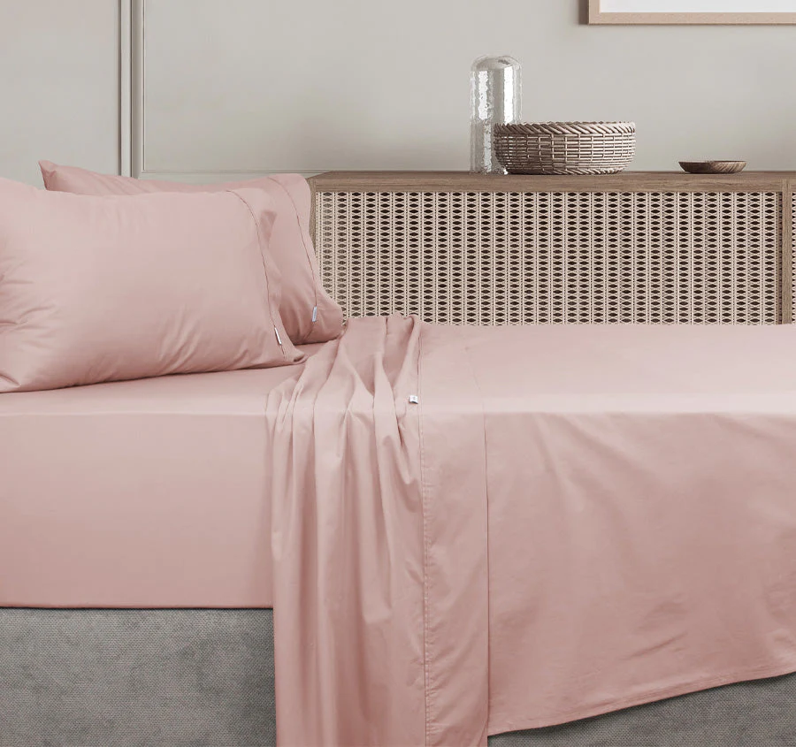Tuscan Collection Cotton Percale Sheet Set Range Blush