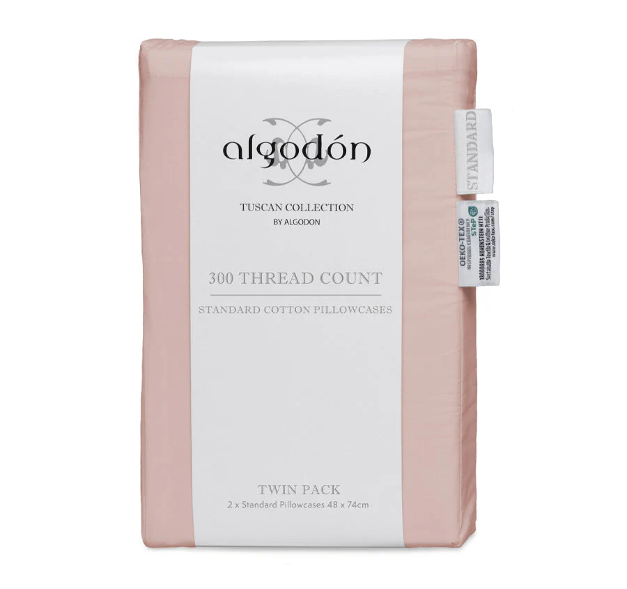 Tuscan Collection Cotton Percale Standard Pillowcase Pair Blush - Image 3