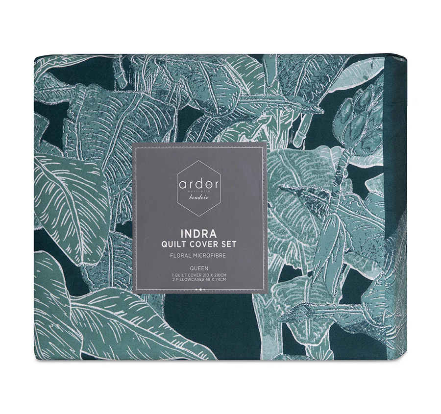 Indra Quilt Cover Set Range Teal - Image 6
