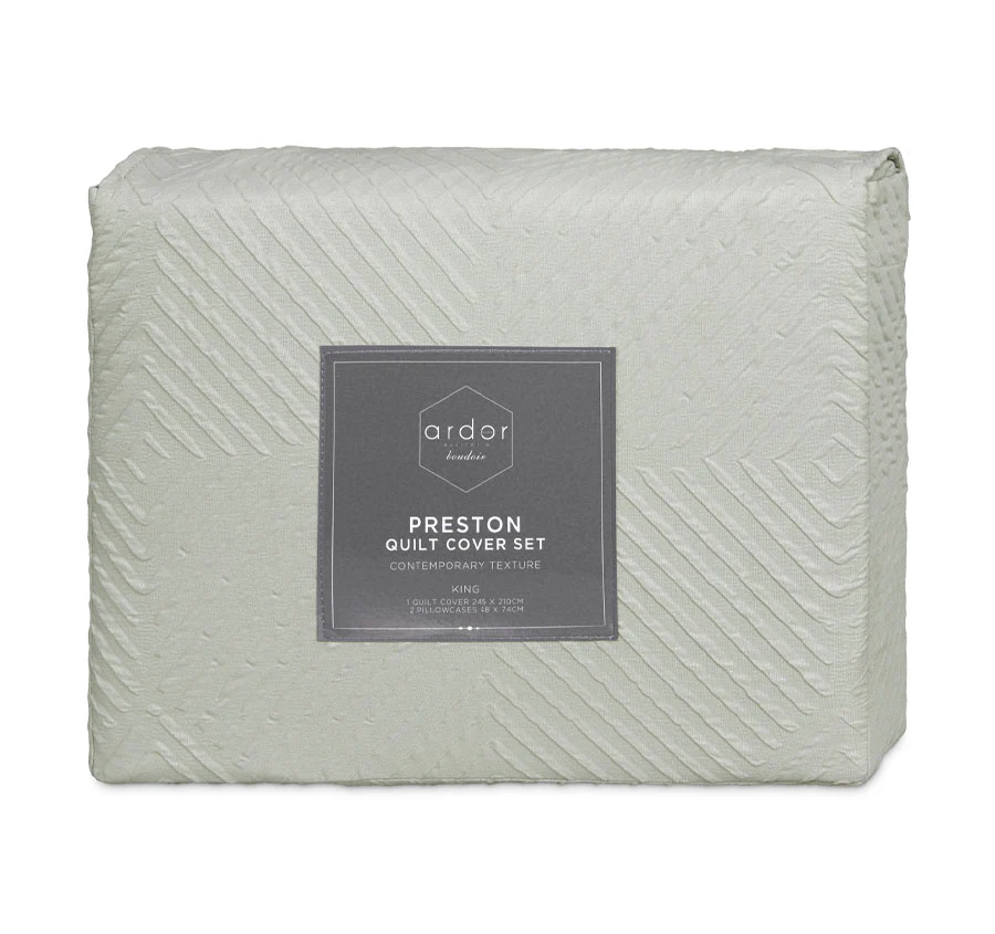 Preston Quilt Cover Set Range Pale Green - Image 5