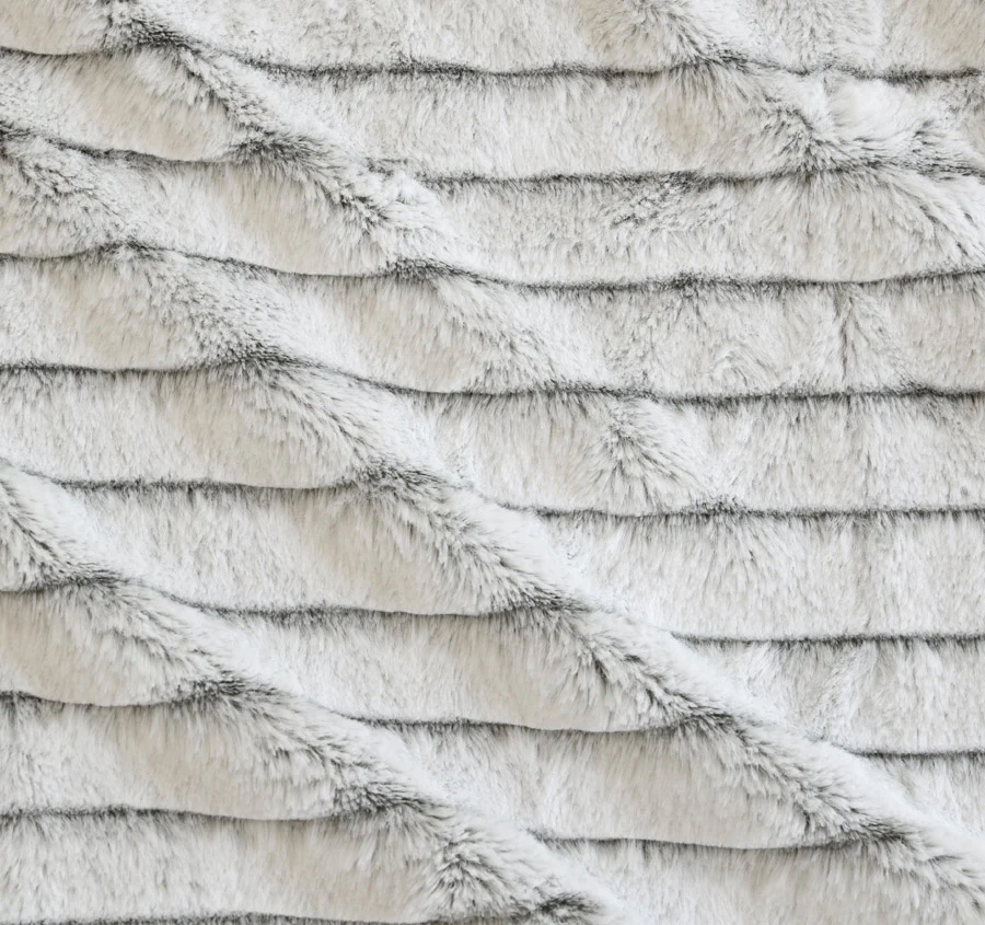 Striped Faux Fur Quilt Cover Set Range Grey - Image 2