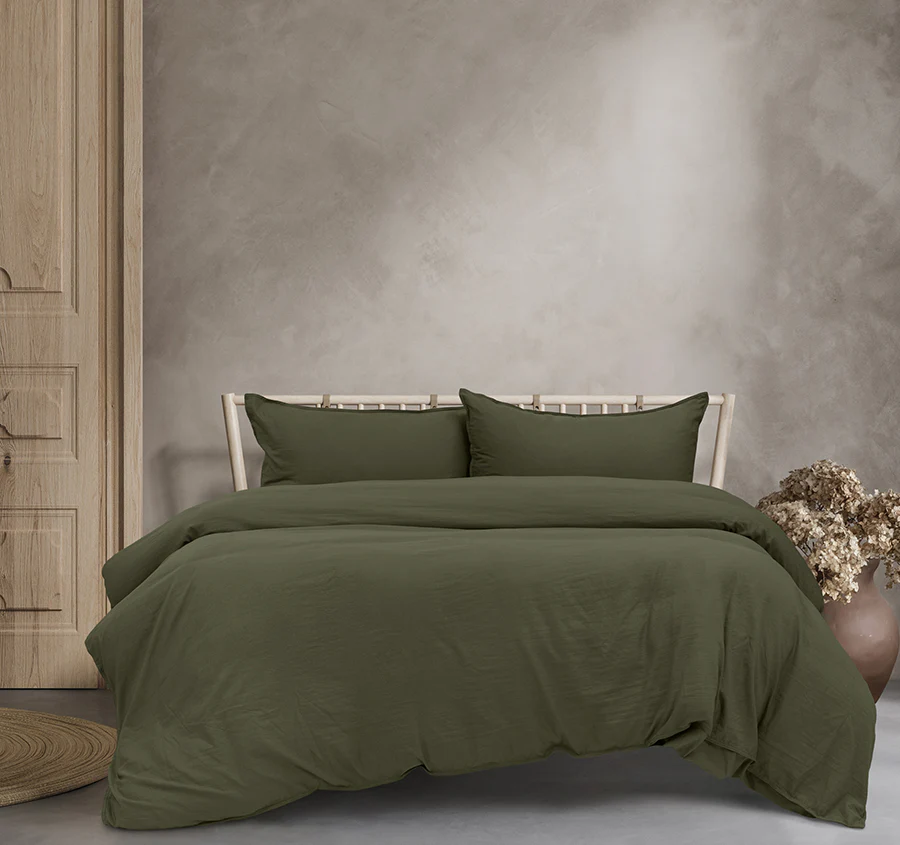 Vintage Washed Quilt Cover Set Range Khaki