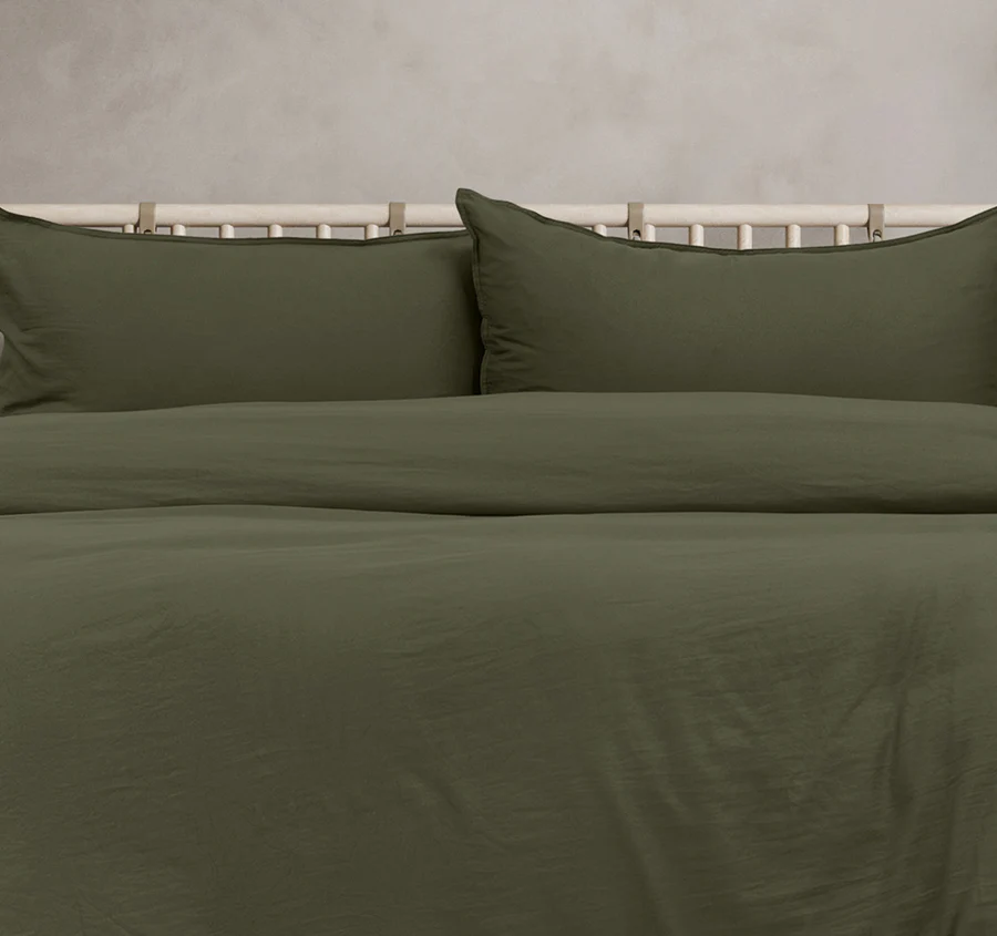 Vintage Washed Quilt Cover Set Range Khaki - Image 4