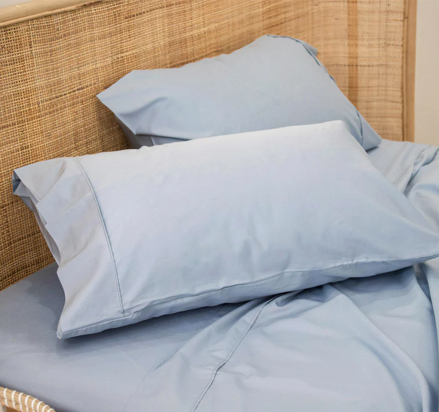 Bamboo Eco 400THC Cotton Standard Pillowcase Pair Sky Blue - Image 4