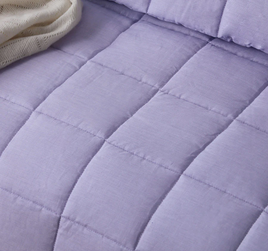 Stonewashed French Linen Coverlet Set Range Lilac - Image 2