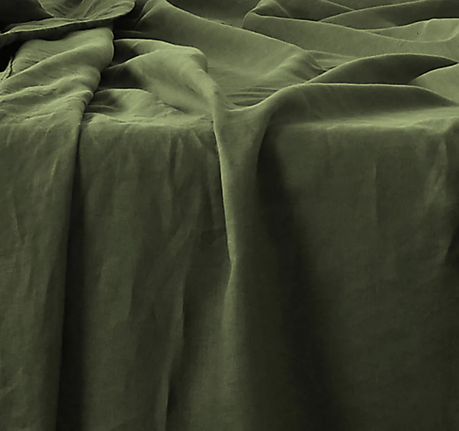 Stonewashed French Linen Mega Sheet Set Range Olive - Image 2