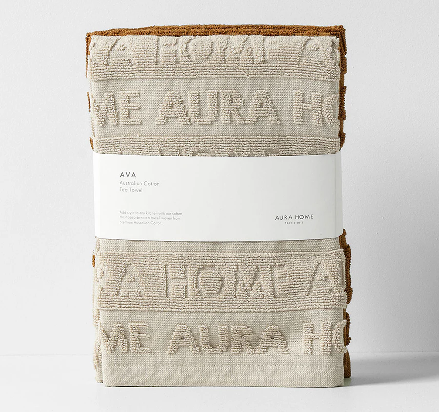 Ava Australian Cotton 2 Pack Tea Towel Natural and Bronze - Image 4