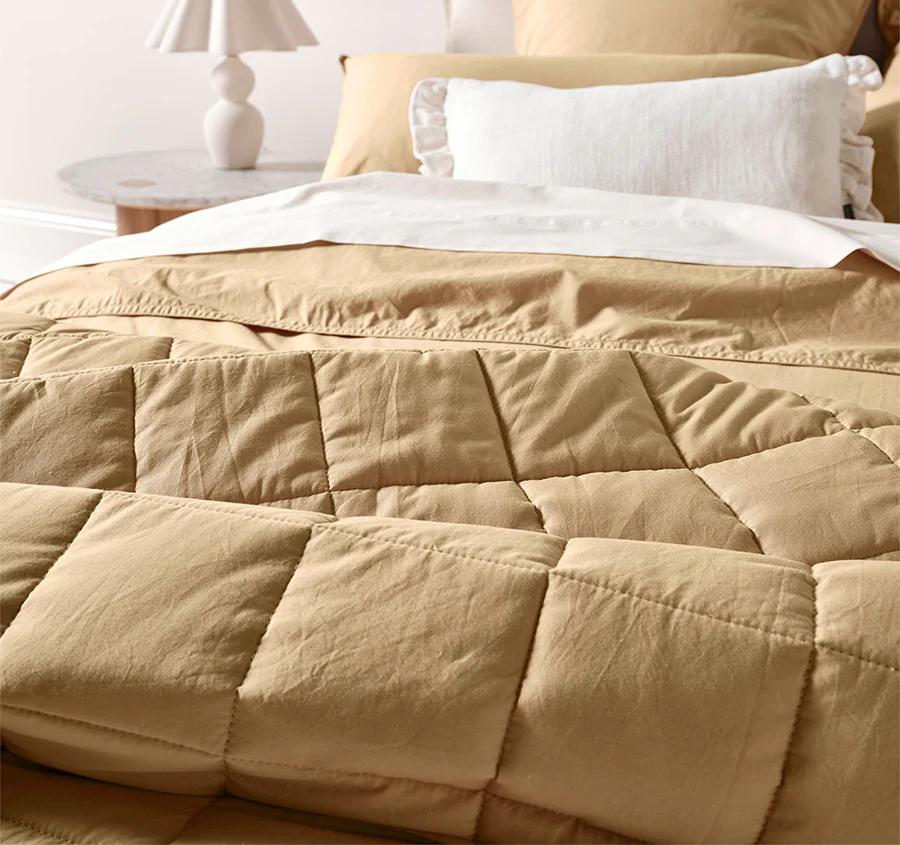 Evie Organic Cotton Coverlet Caramel - Image 5
