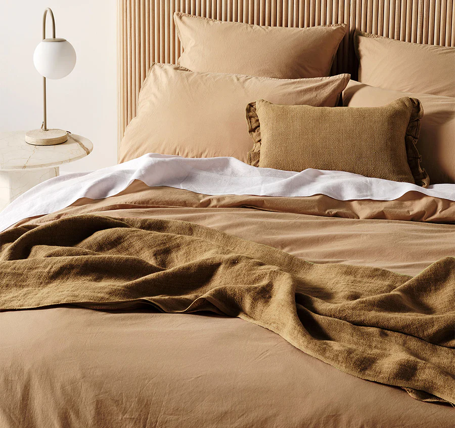 Evie Organic Cotton Quilt Cover Range Toasted Pecan - Image 5