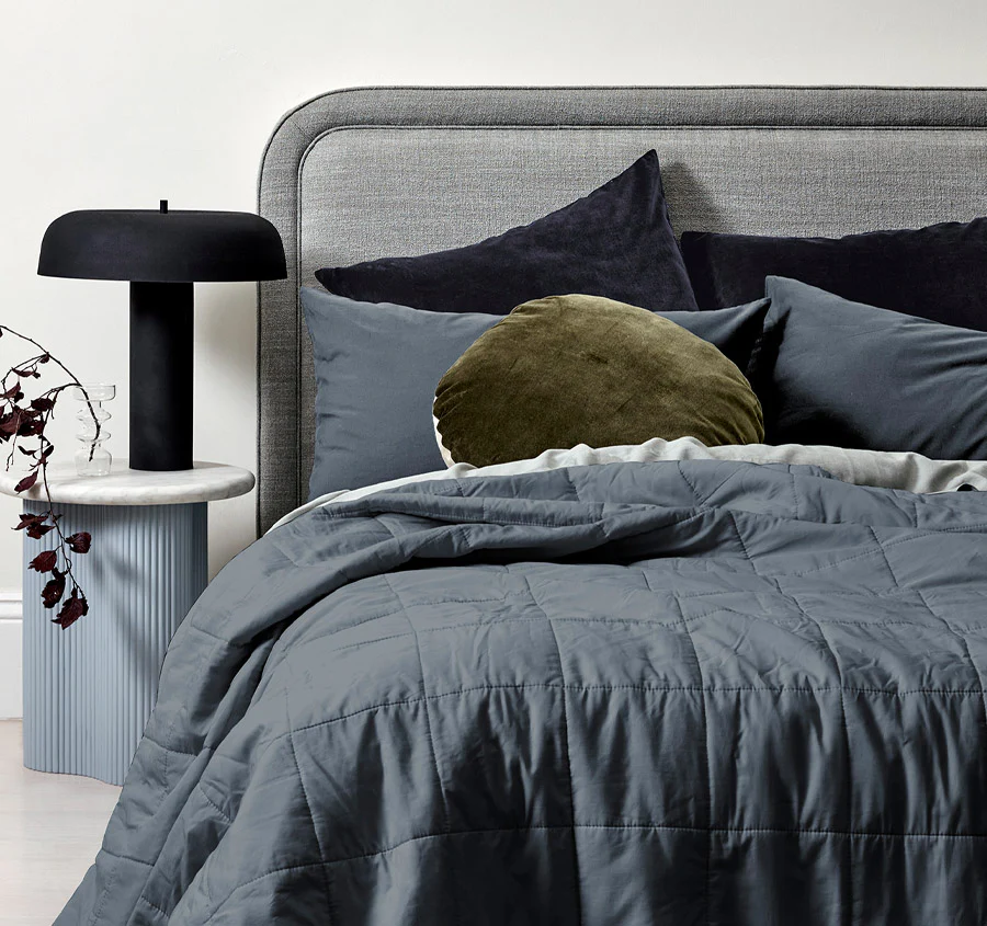 Halo Organic Cotton Coverlet Steel - Image 4