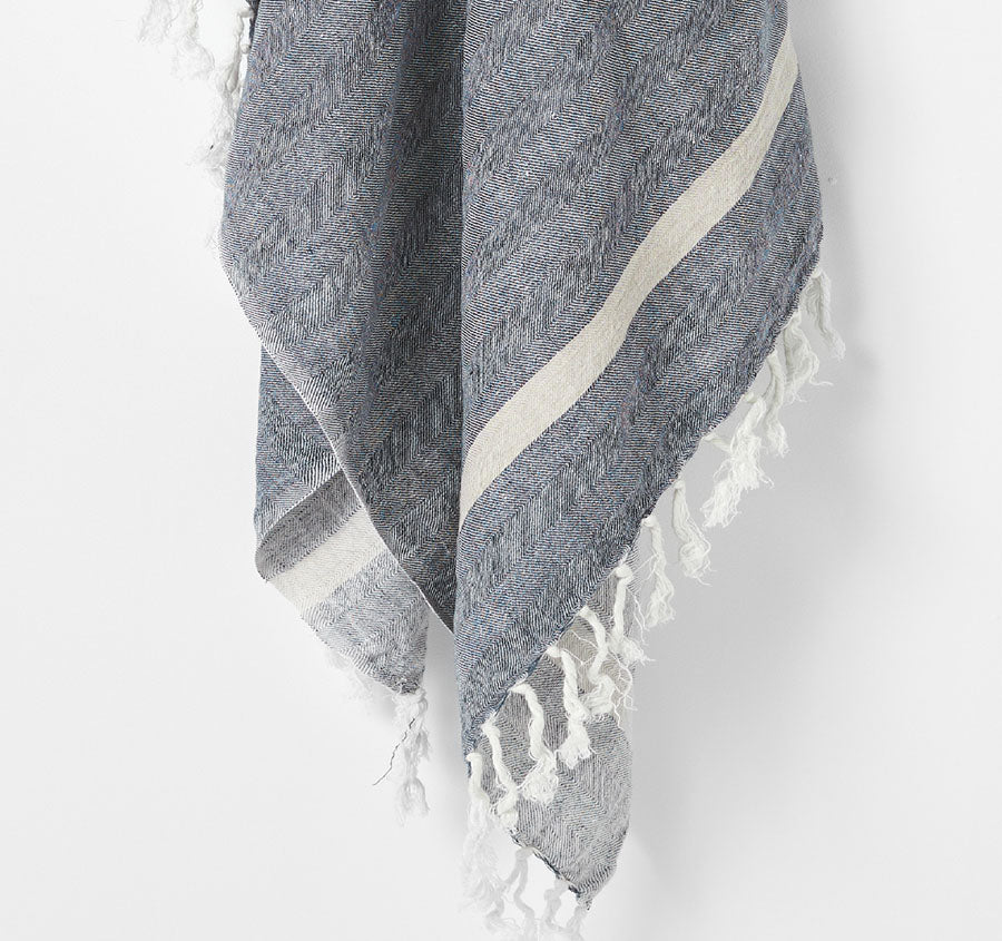 Herringbone 130x180cm Throw Rug Indigo - Image 2