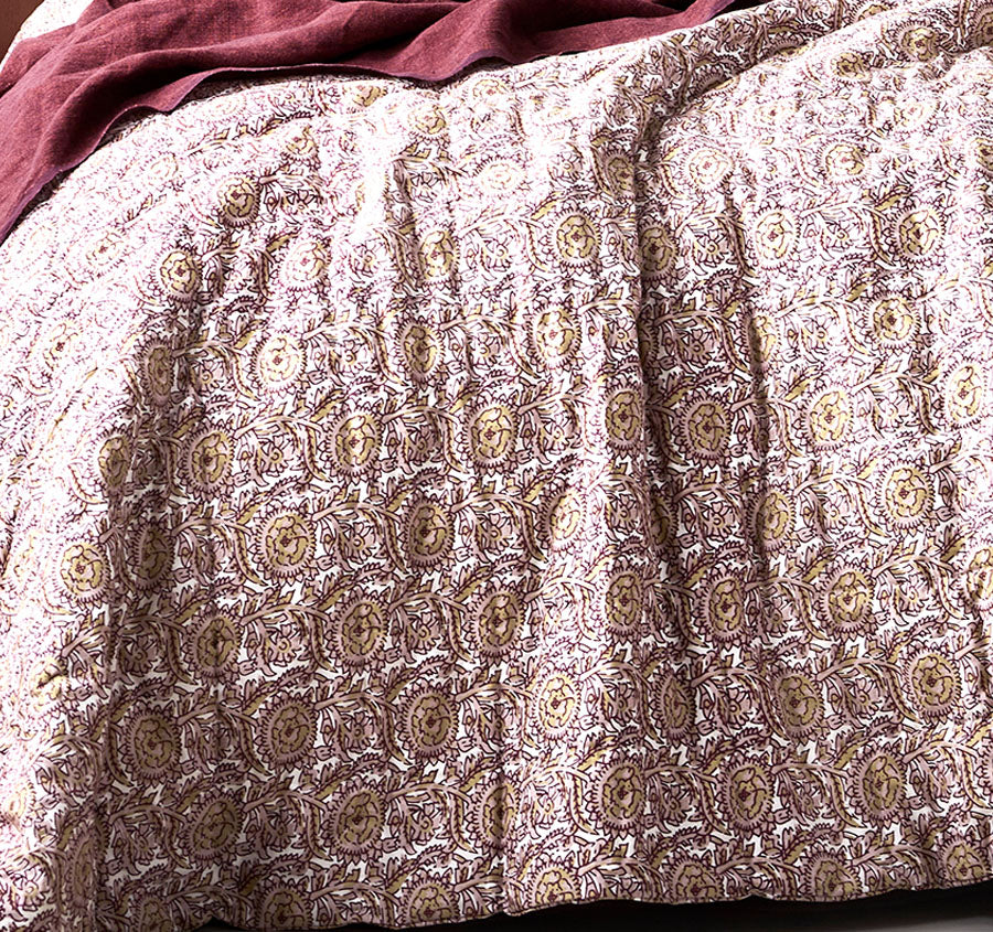 Jaipur Coverlet Rosewater and Merlot - Image 2