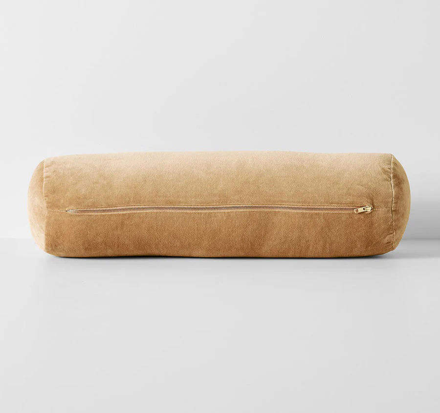 Luxury Velvet 18x60cm Filled Bolster Cashew - Image 3