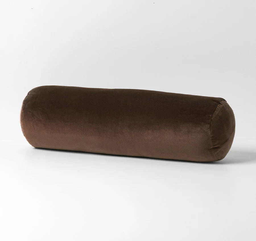 Luxury Velvet 18x60cm Filled Bolster Chocolate