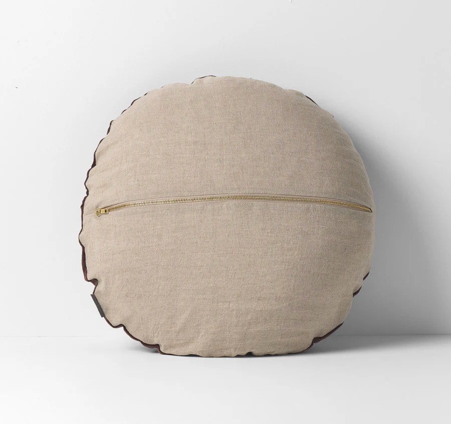 Luxury Velvet 55cm Round Filled Cushion Chocolate - Image 3