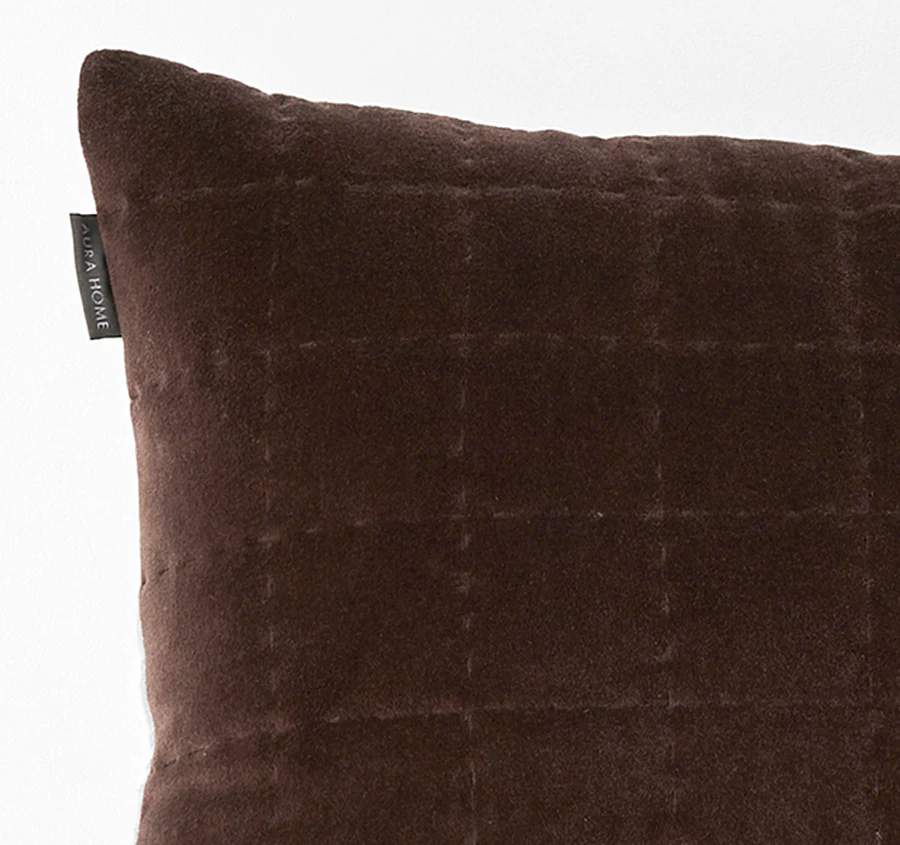 Luxury Velvet Quilted 40x60cm Filled Cushion Chocolate - Image 2