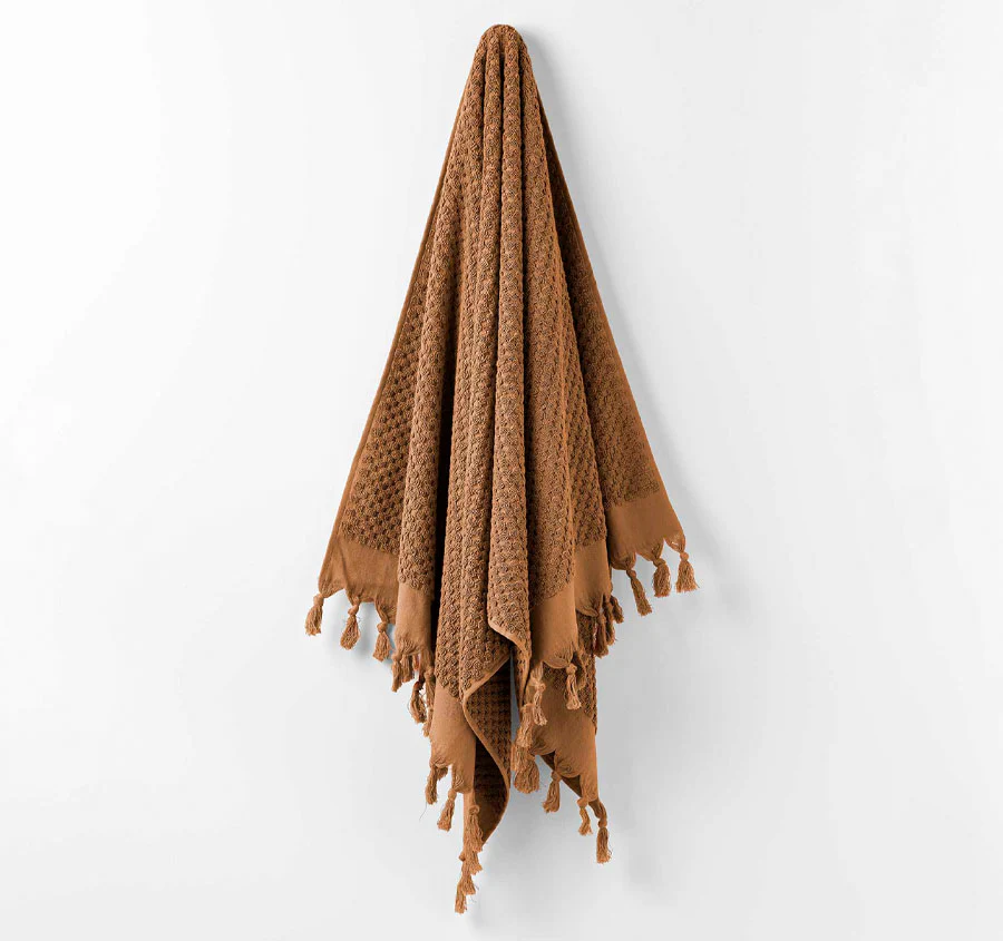 Milos 5 Piece 650GSM Cotton Bath Towel Set Caramel - Image 3
