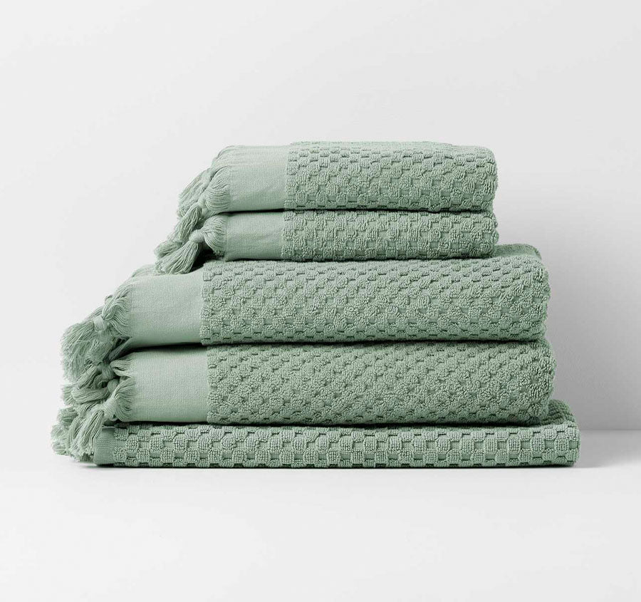 Milos 5 Piece 650GSM Cotton Bath Towel Set Sage