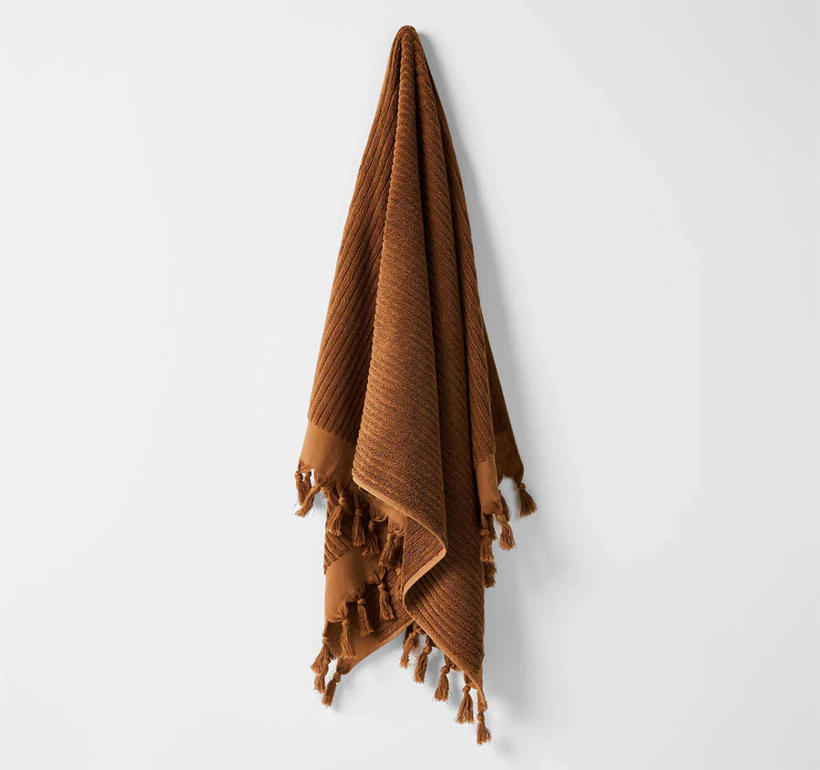 Paros Rib 5 Piece 580GSM Cotton Bath Towel Set Bronze - Image 4