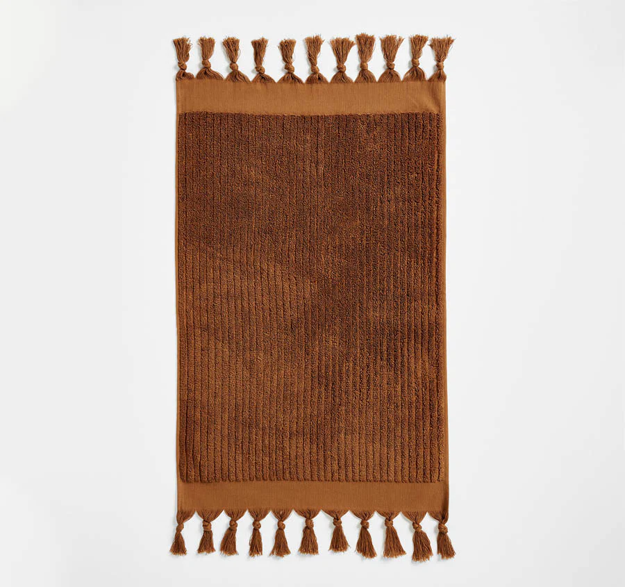 Paros Rib 5 Piece 580GSM Cotton Bath Towel Set Bronze - Image 5