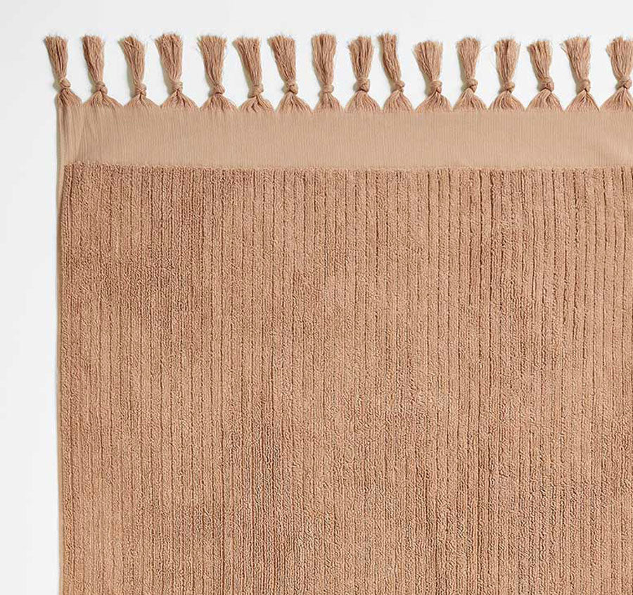 Paros Rib 5 Piece 580GSM Cotton Bath Towel Set Clay - Image 2