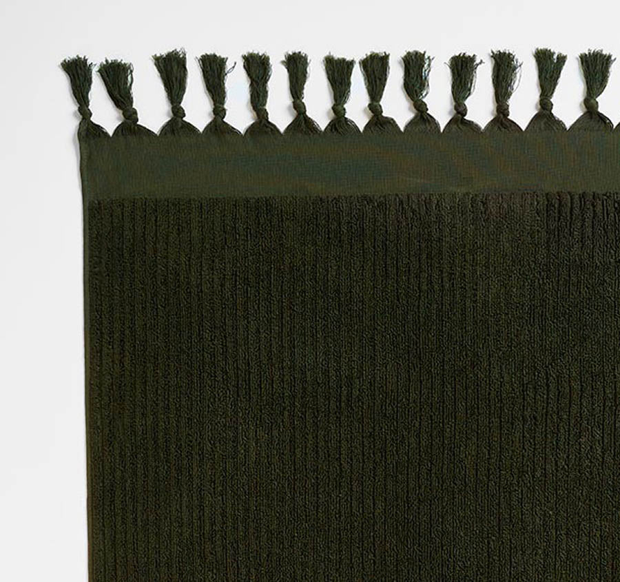 Paros Rib 5 Piece 580GSM Cotton Bath Towel Set Olive Night - Image 2