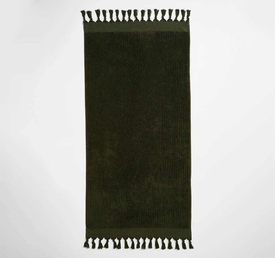 Paros Rib 5 Piece 580GSM Cotton Bath Towel Set Olive Night - Image 3
