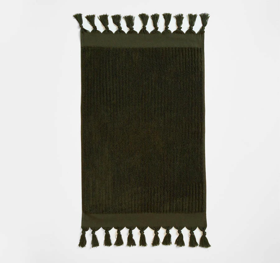 Paros Rib 5 Piece 580GSM Cotton Bath Towel Set Olive Night - Image 5