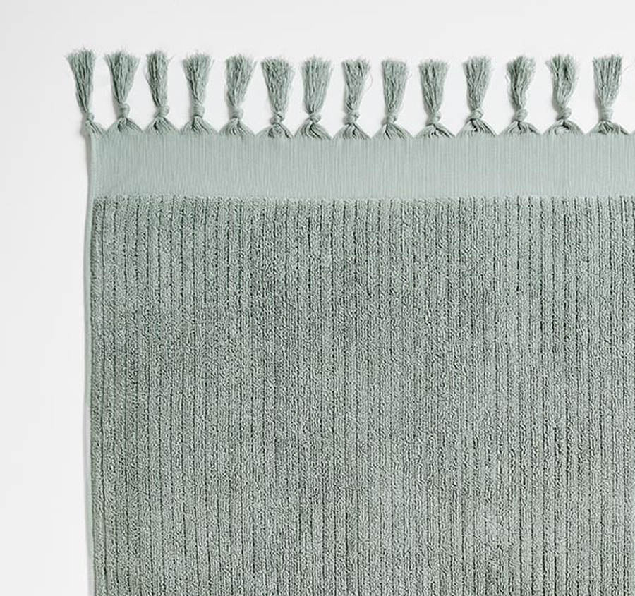 Paros Rib 5 Piece 580GSM Cotton Bath Towel Set Sage - Image 2