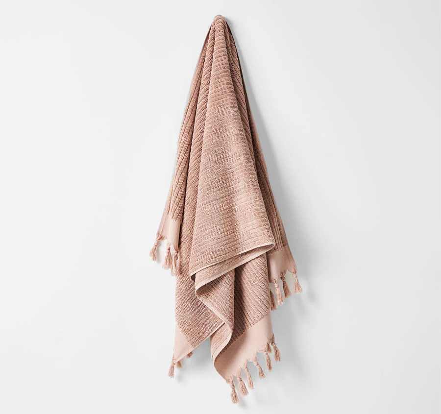 Paros Rib 5 Piece 580GSM Cotton Bath Towel Set Shell - Image 4