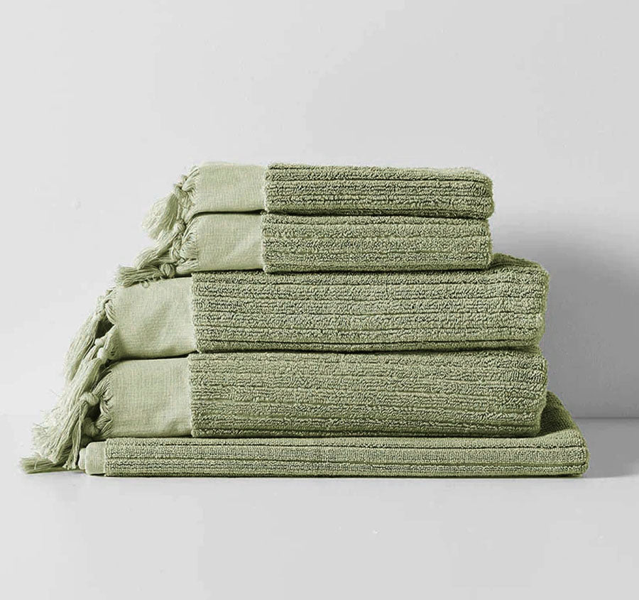 Paros Rib 580GSM Cotton Bath Towel Range Fennel - Image 6