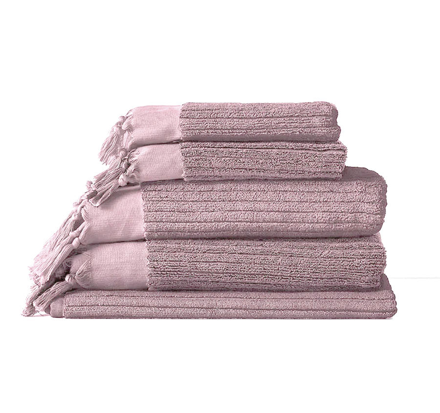 Paros Rib 580GSM Cotton Bath Towel Range Lilac - Image 6