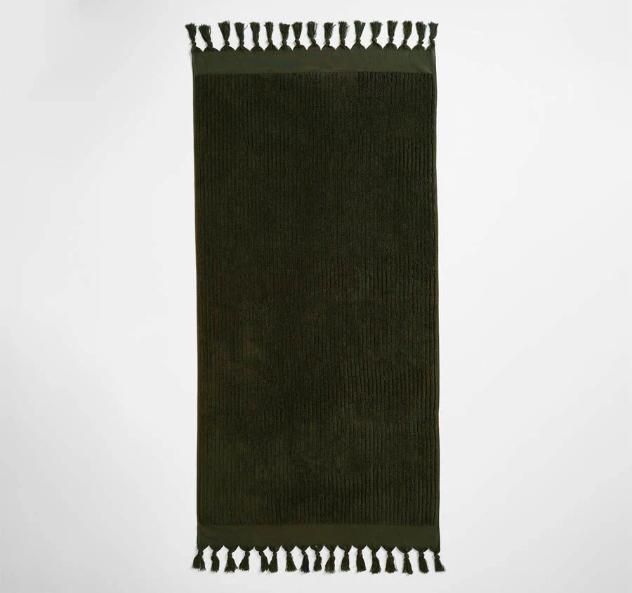 Paros Rib 580GSM Cotton Bath Towel Range Olive Night - Image 3