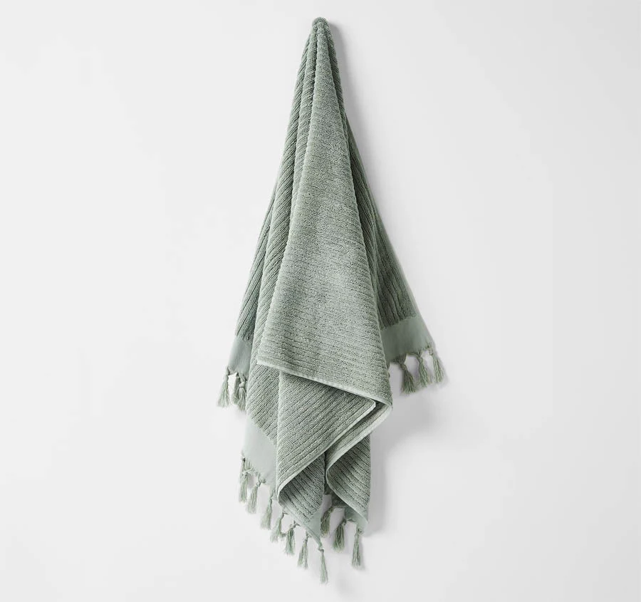 Paros Rib 580GSM Cotton Bath Towel Range Sage