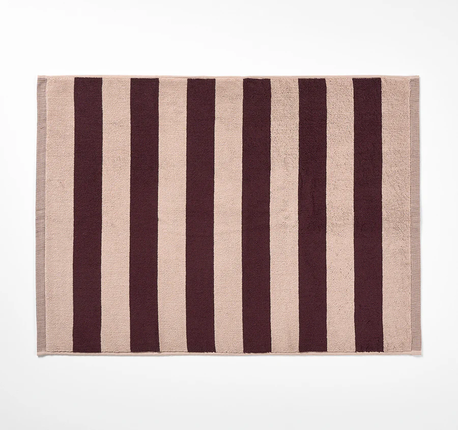 Riviera Stripe 5 Piece 580GSM Cotton Bath Towel Set Mulberry - Image 5