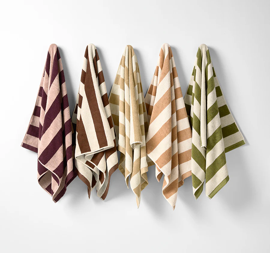 Riviera Stripe 5 Piece 580GSM Cotton Bath Towel Set Mulberry - Image 6