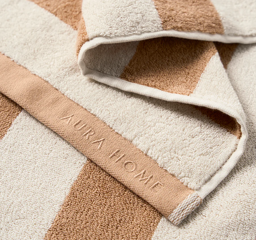 Riviera Stripe 580GSM Cotton Bath Towel Range Pecan - Image 2