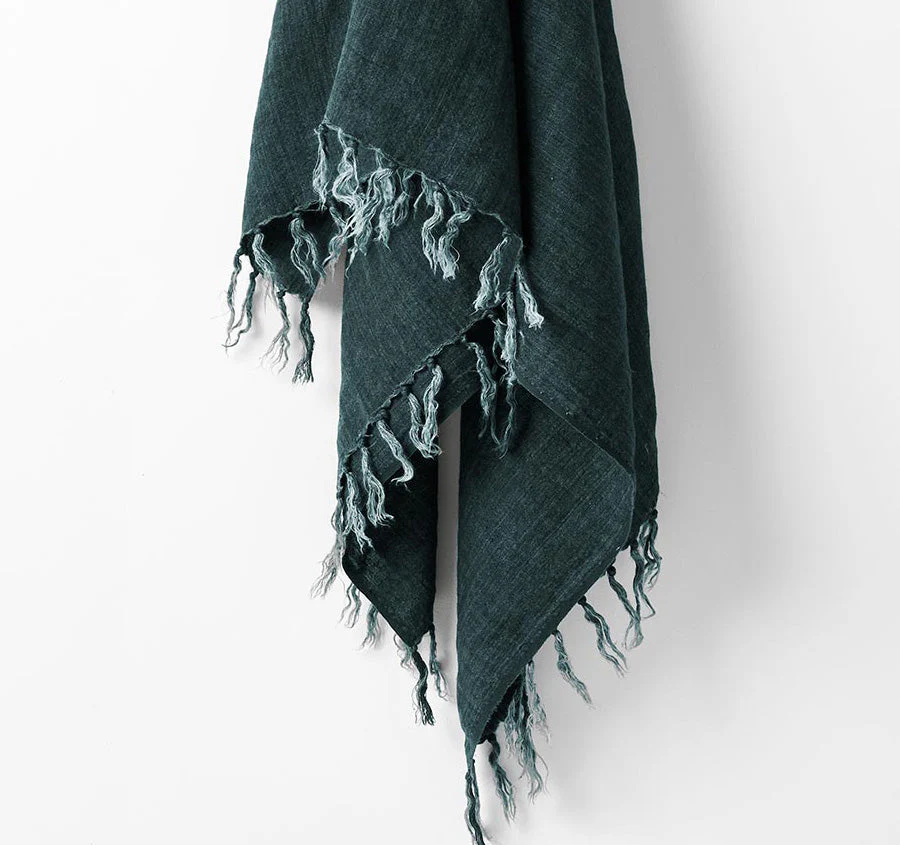 Vintage Linen Fringe 130x170cm Throw Rug Storm - Image 2