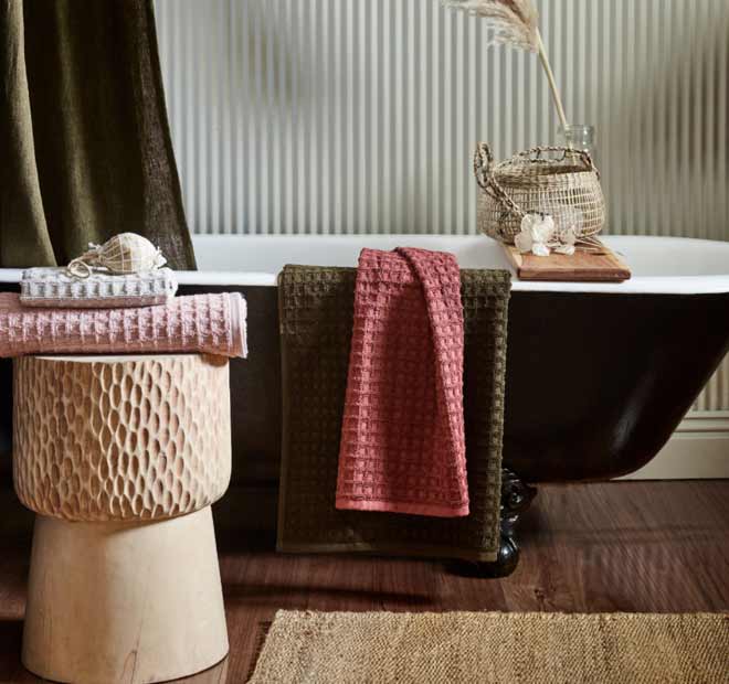 Waffle 5 Piece 580GSM Cotton Bath Towel Set Mahogany - Image 5