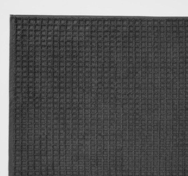 Waffle 840GSM Cotton Bath Mat Charcoal - Image 2
