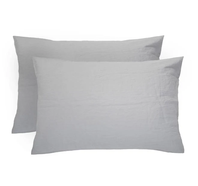 French Linen Standard Pillowcase Pair Silver