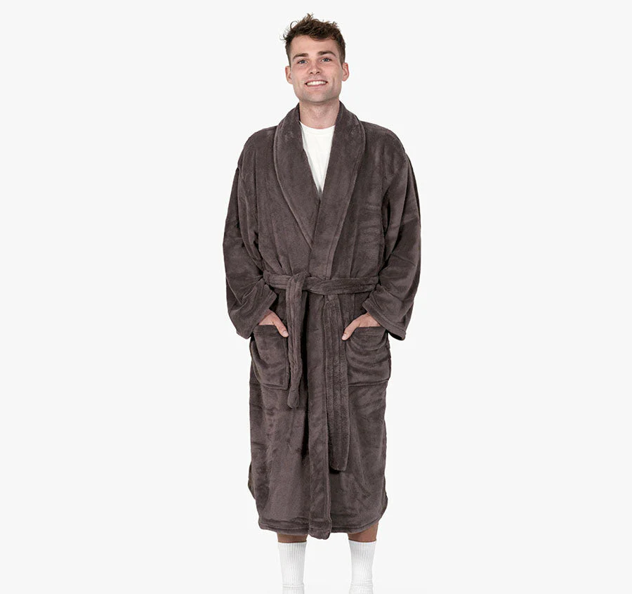 Microplush Bathrobe Range Bitter Chocolate - Image 3