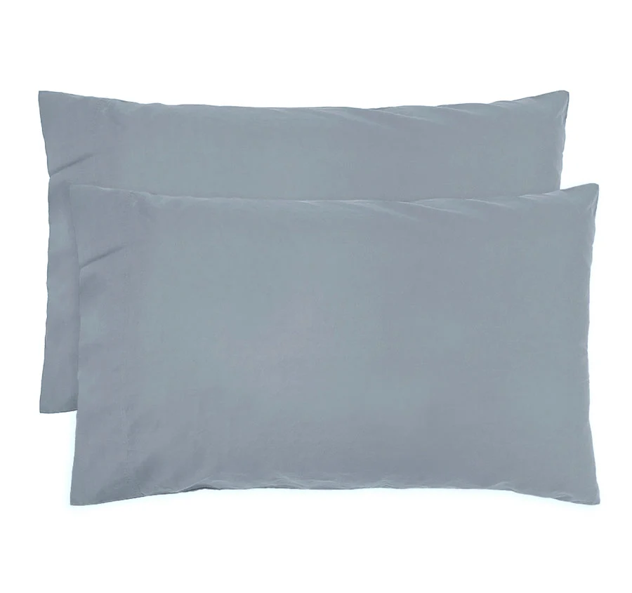 Temple Organic Cotton Standard Pillowcase Pair Steel Blue