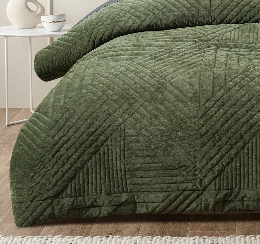 Navarro Quilt Cover Set Range Olive - Image 3